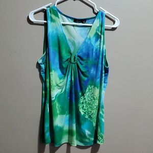 Strazzi Blue and Green Sleeveless Top Size XL